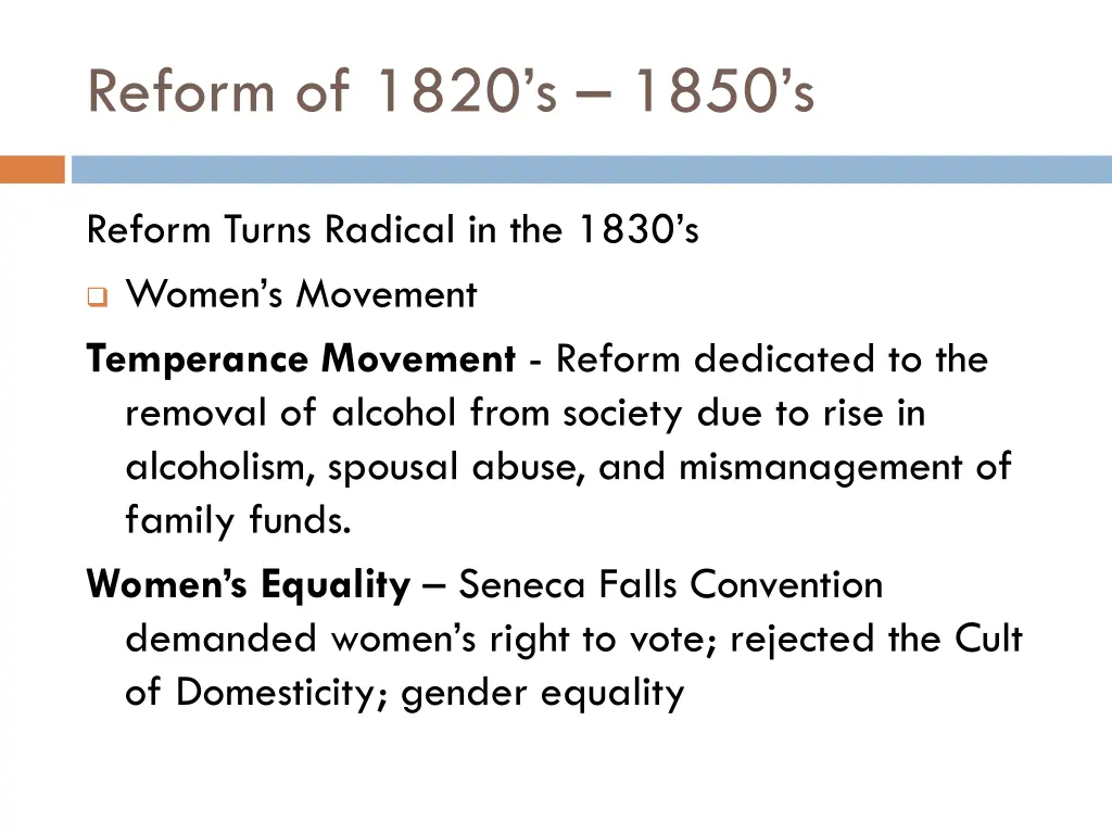 reform of 1820 s 1850 s