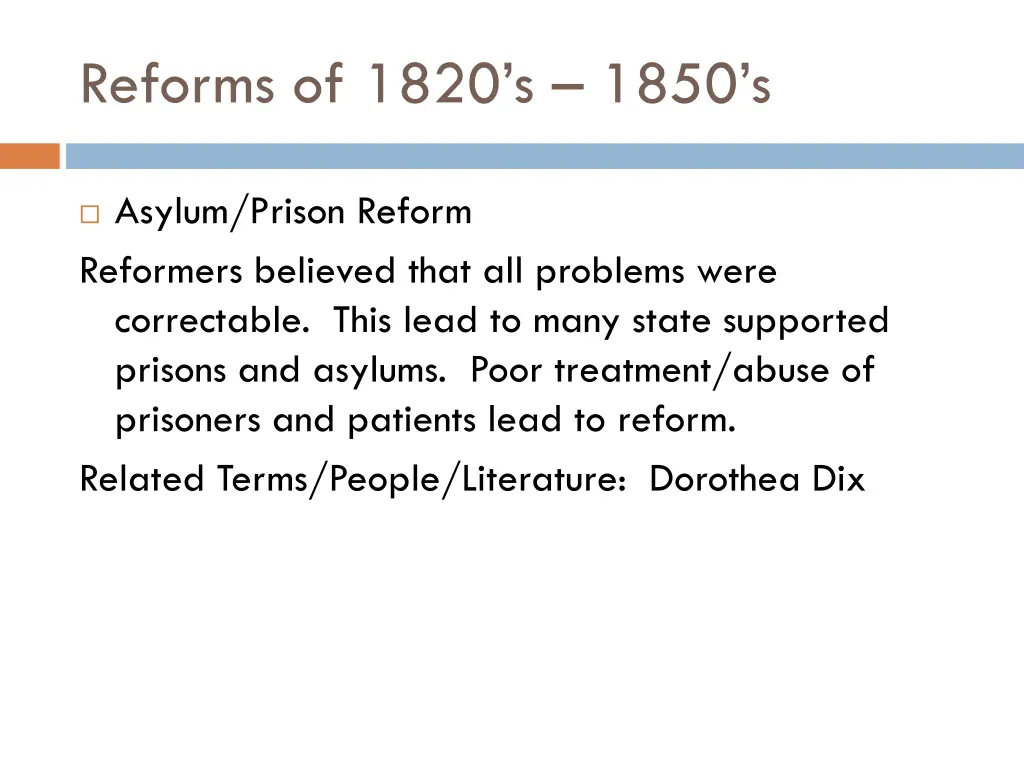 reforms of 1820 s 1850 s 1