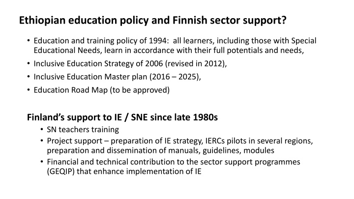 ethiopian education policy and finnish sector
