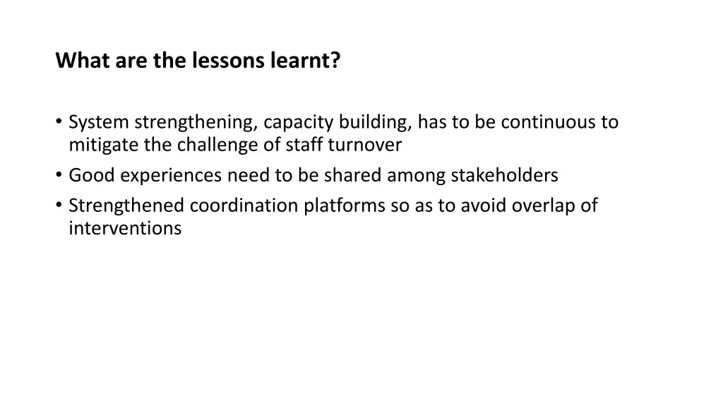 what are the lessons learnt