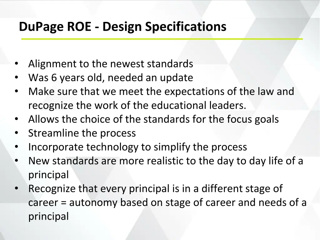 dupage roe design specifications