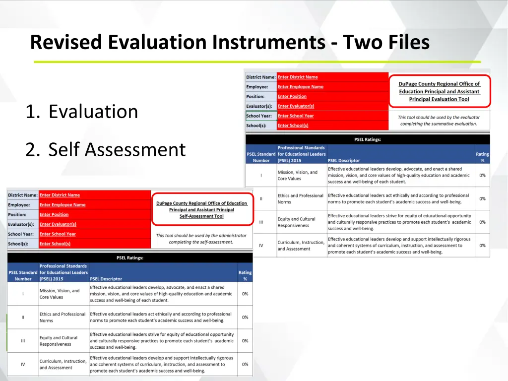 revised evaluation instruments two files