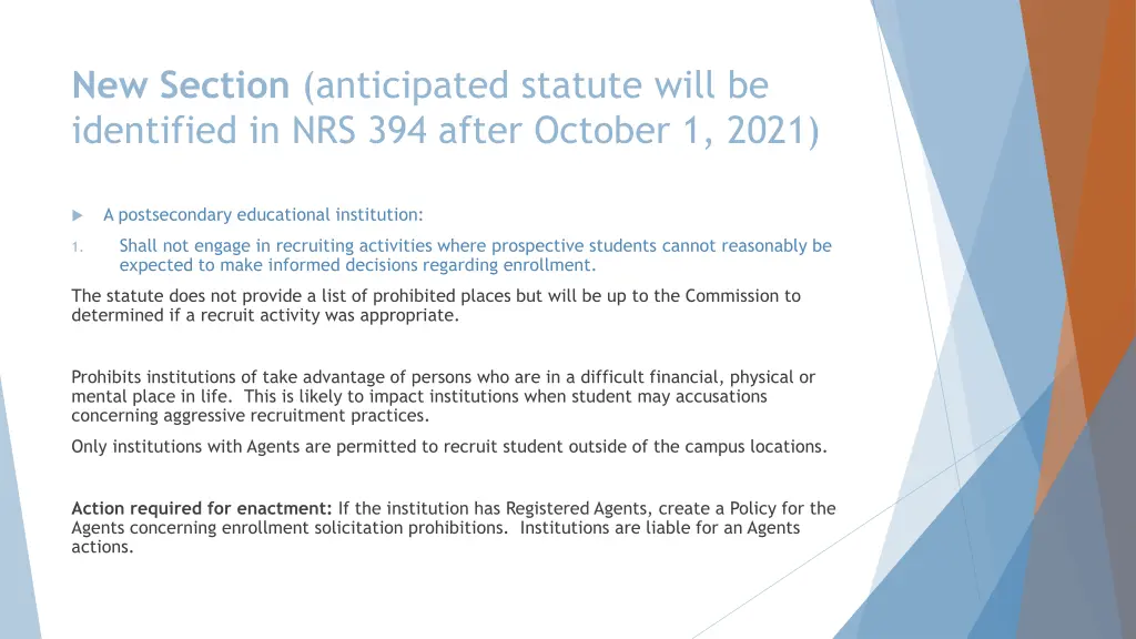 new section anticipated statute will