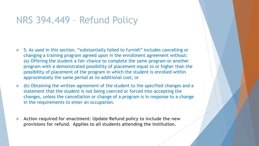 nrs 394 449 refund policy