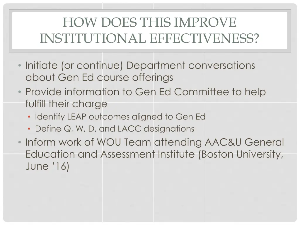 how does this improve institutional effectiveness