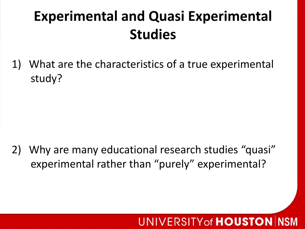 experimental and quasi experimental studies