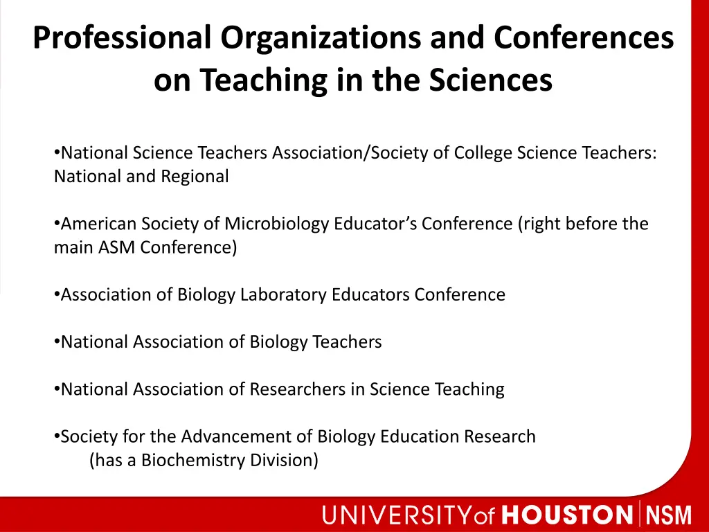 professional organizations and conferences