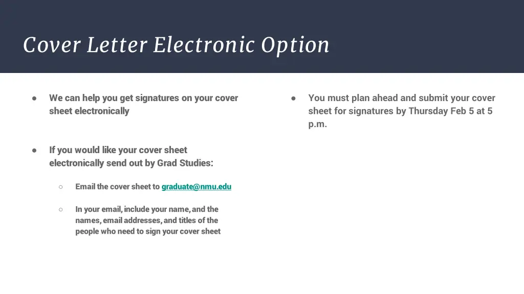 cover letter electronic option