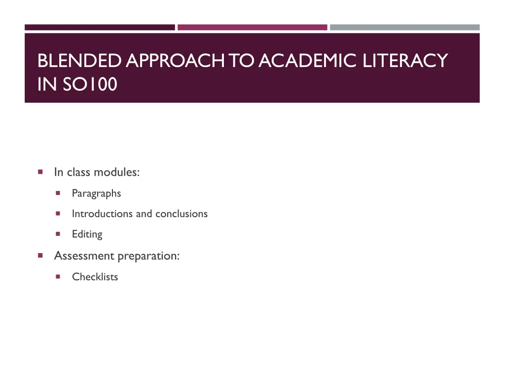 blended approach to academic literacy in so100 2