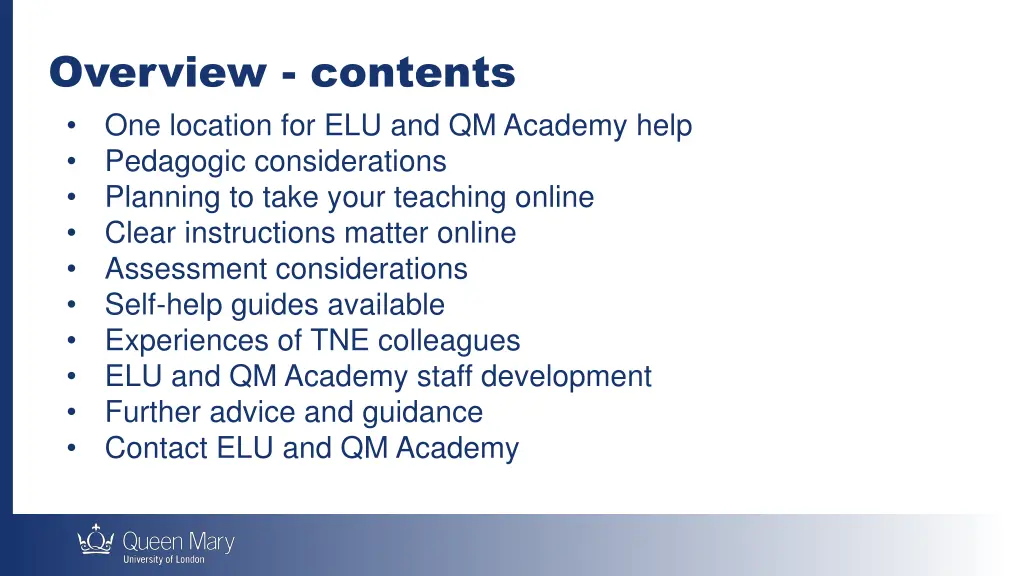 overview contents one location