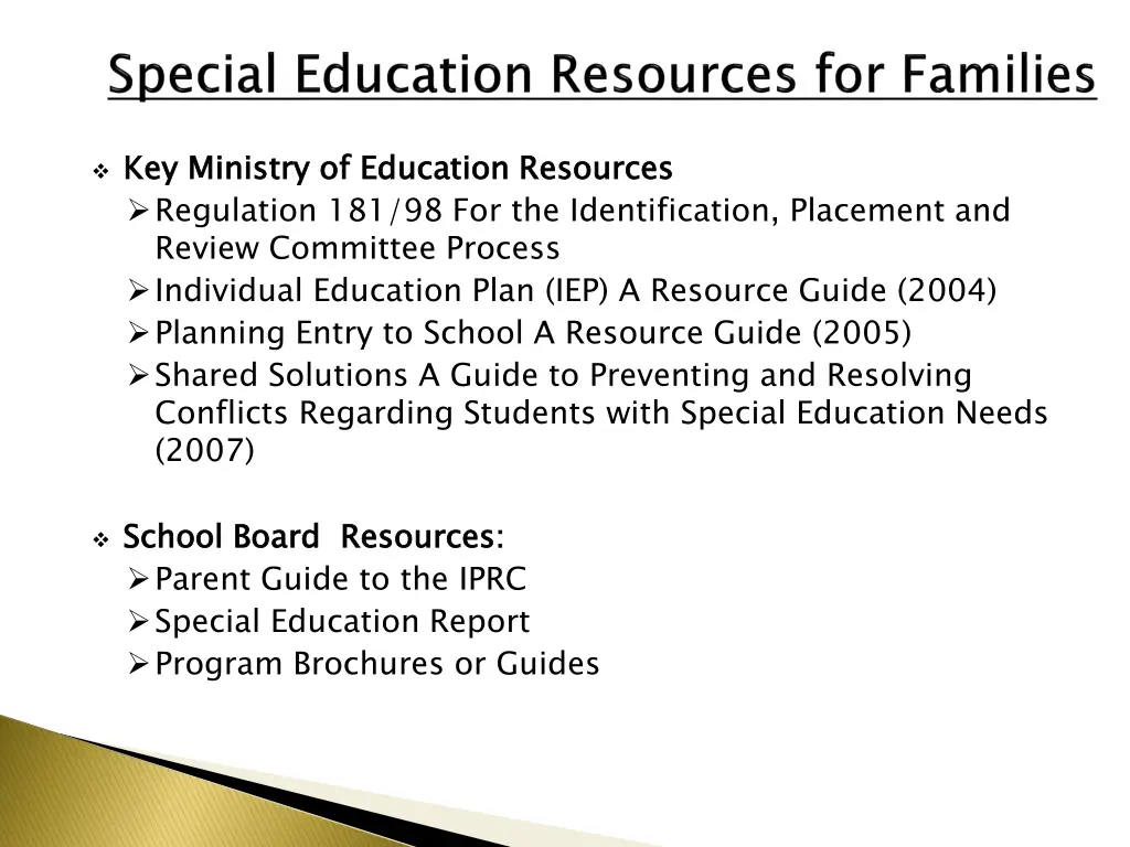 key ministry of education resources regulation