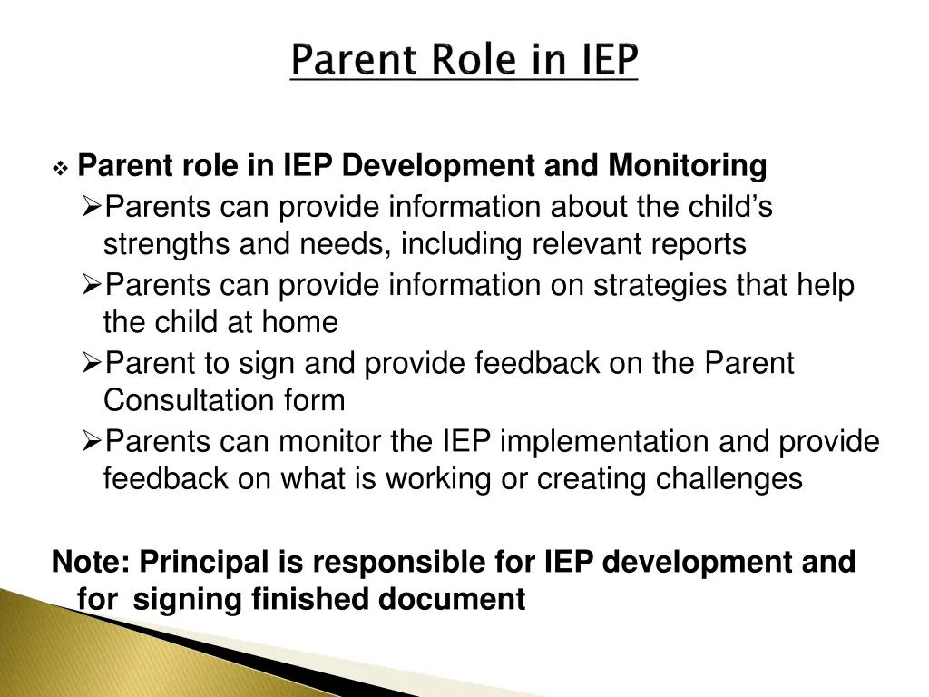 parent role in iep development and monitoring