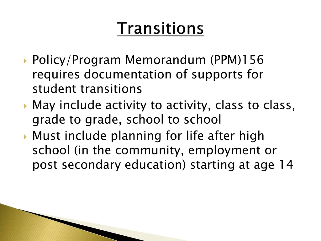 policy program memorandum ppm 156 requires