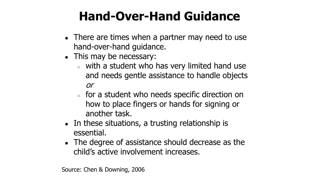 hand over hand guidance