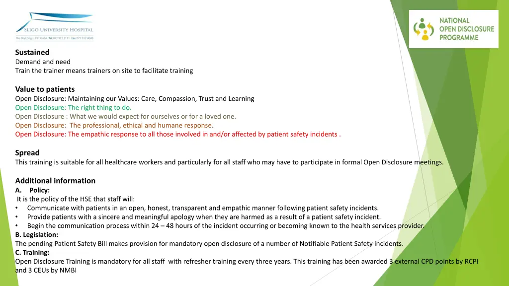 sustained demand and need train the trainer means