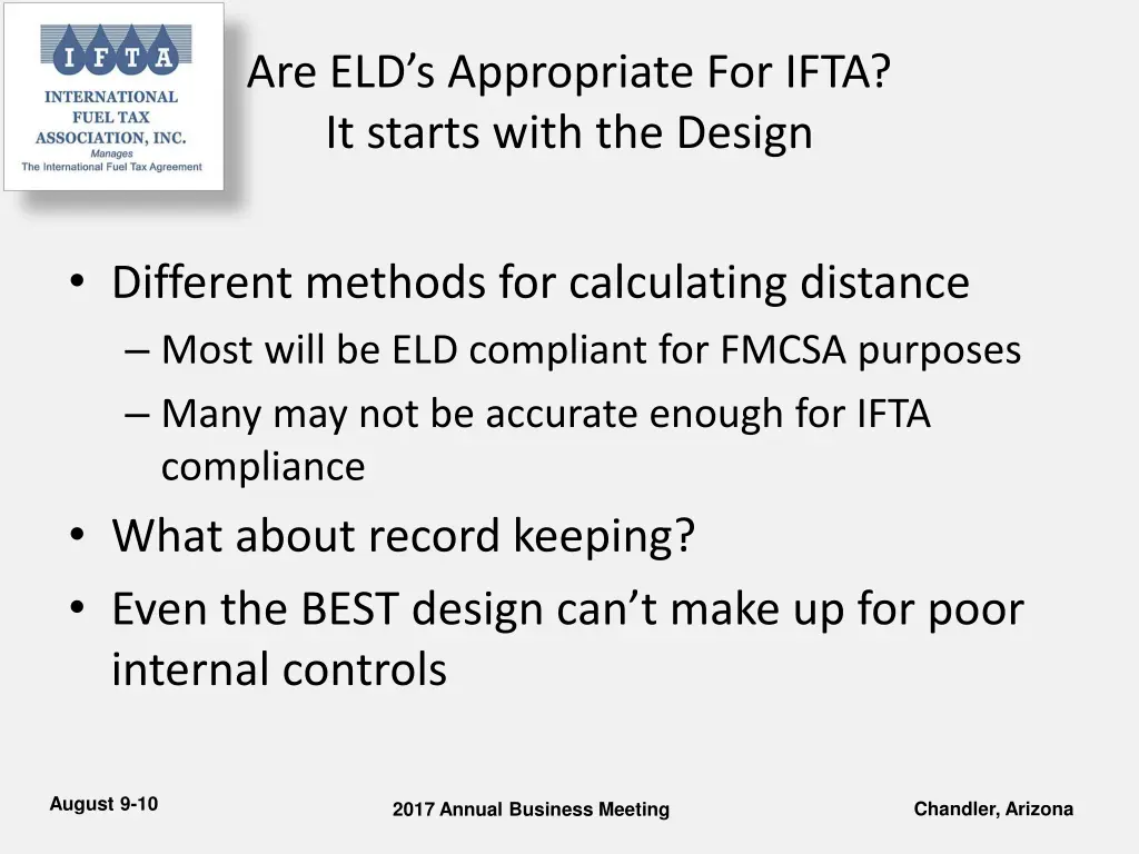 are eld s appropriate for ifta it starts with
