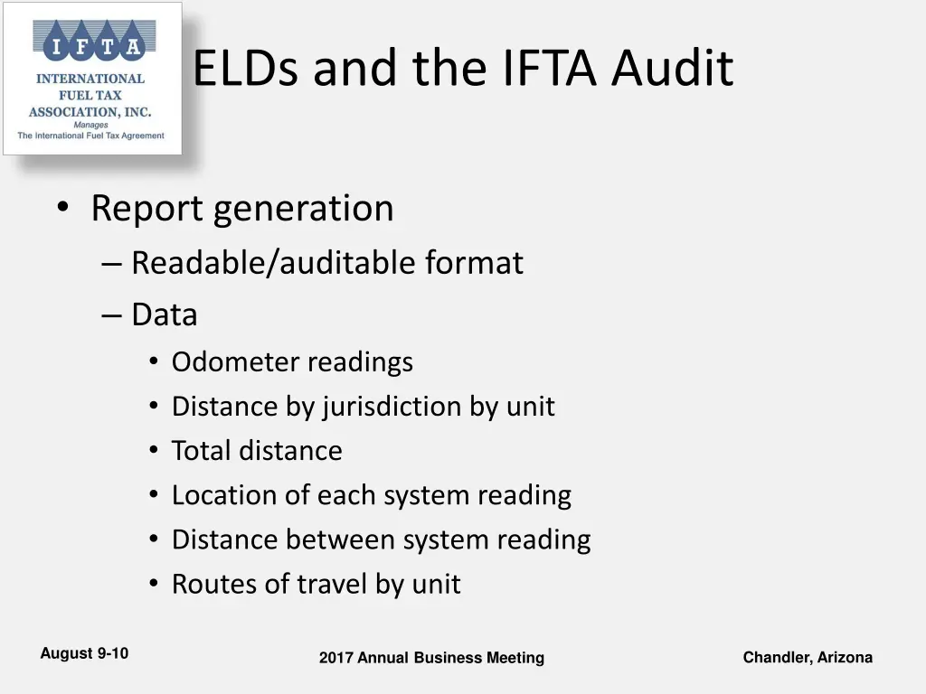 elds and the ifta audit 1