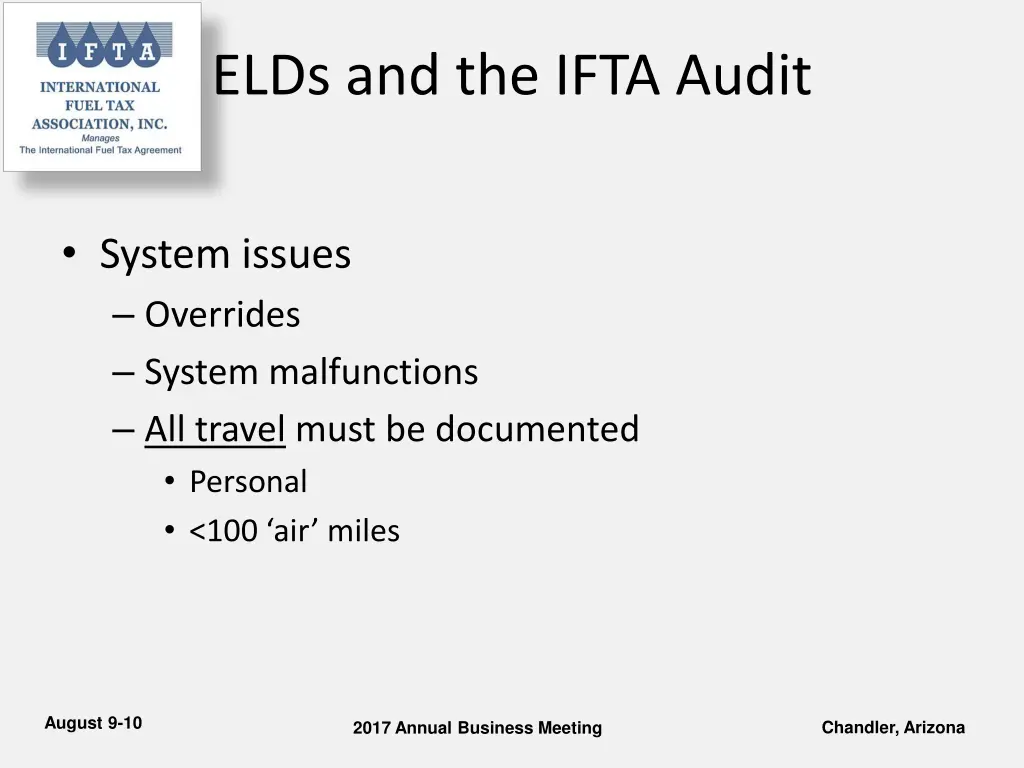 elds and the ifta audit 2