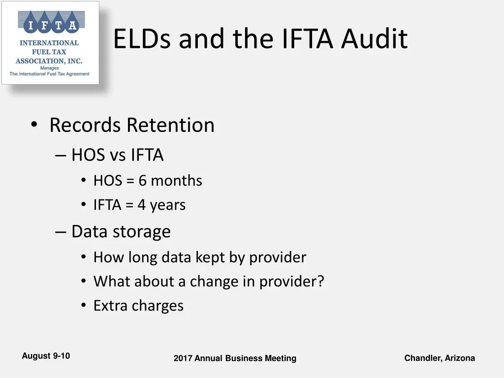 elds and the ifta audit