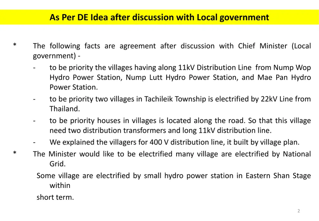 as per de idea after discussion with local