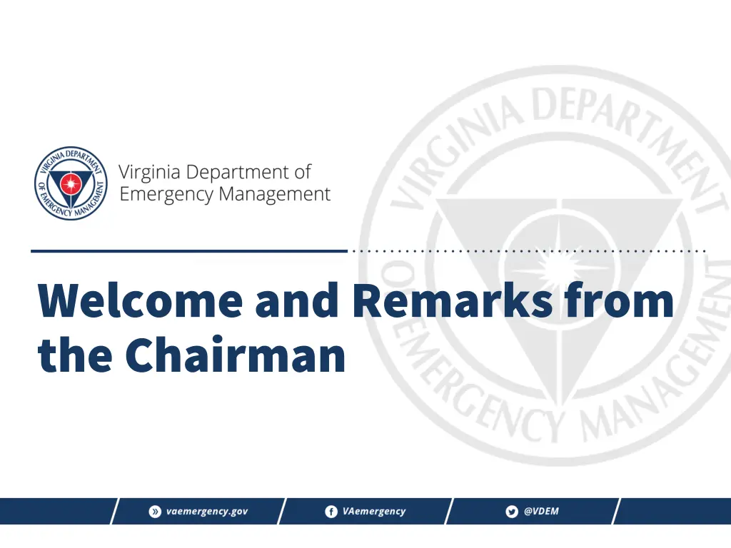 welcome and remarks from the chairman