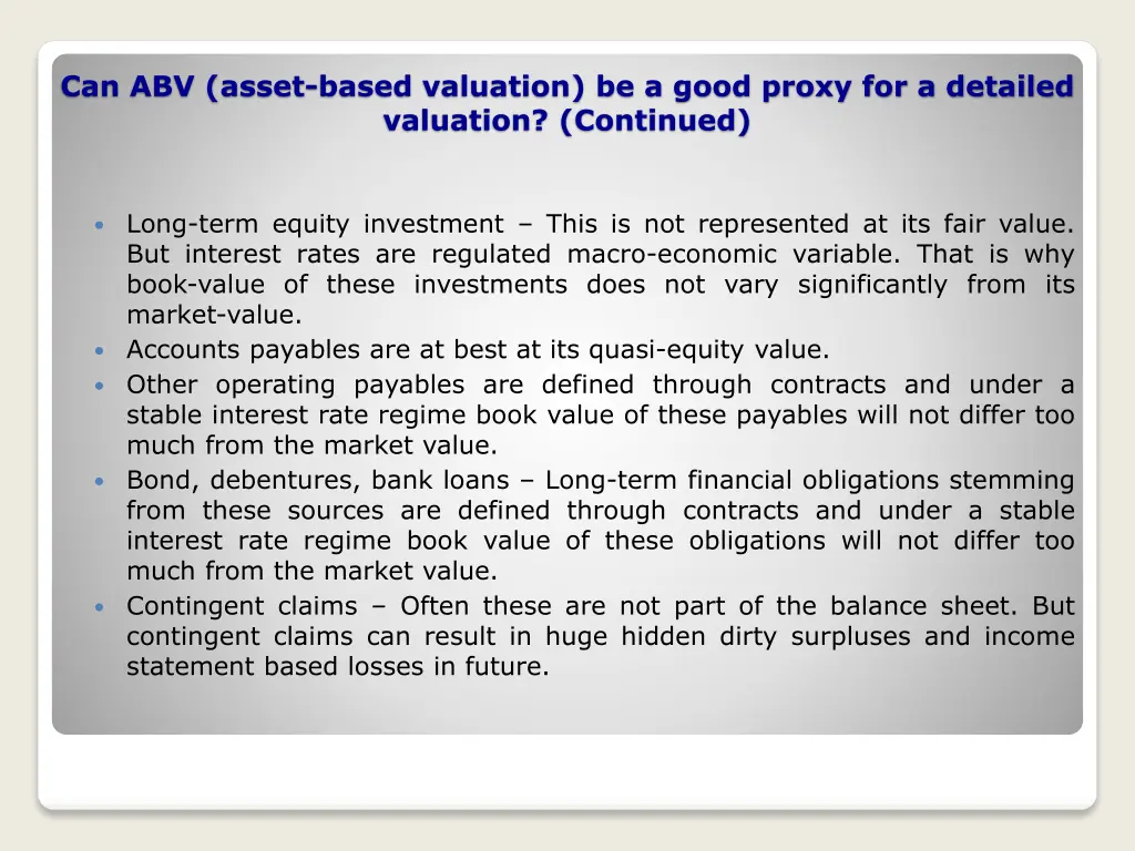 can abv asset based valuation be a good proxy 2