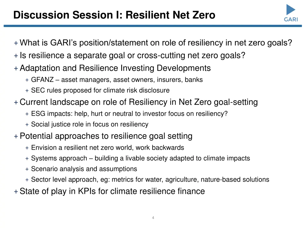 discussion session i resilient net zero