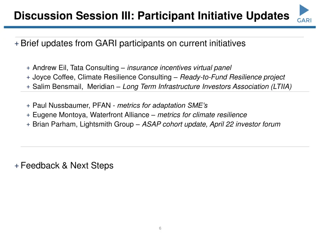 discussion session iii participant initiative