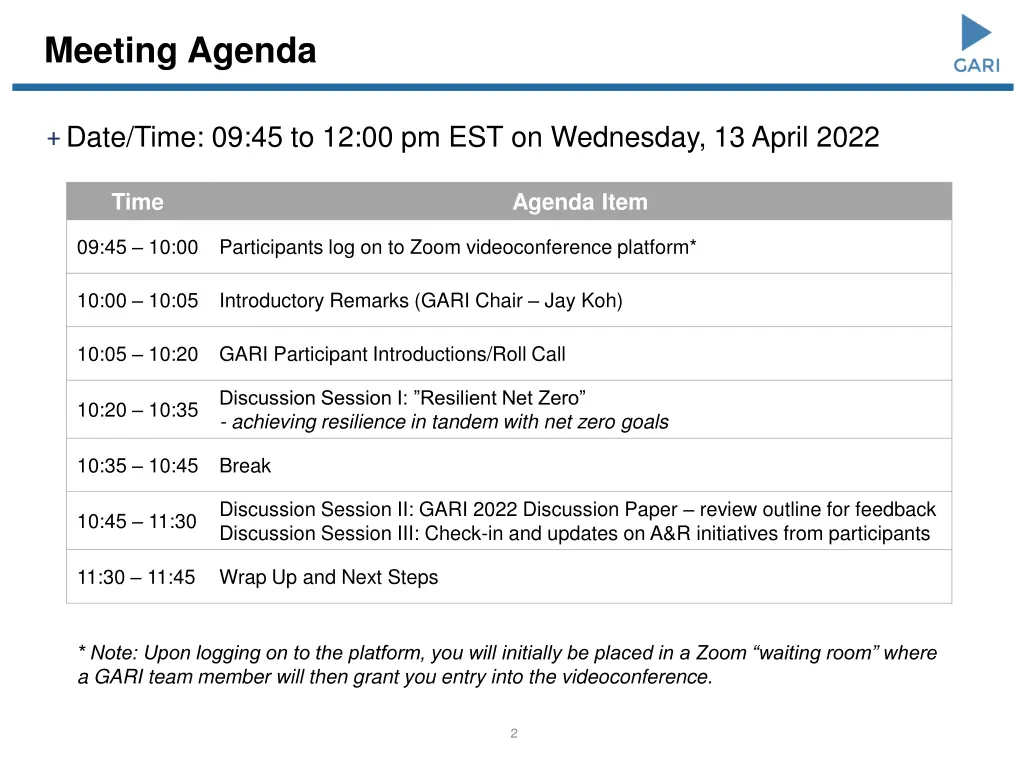 meeting agenda