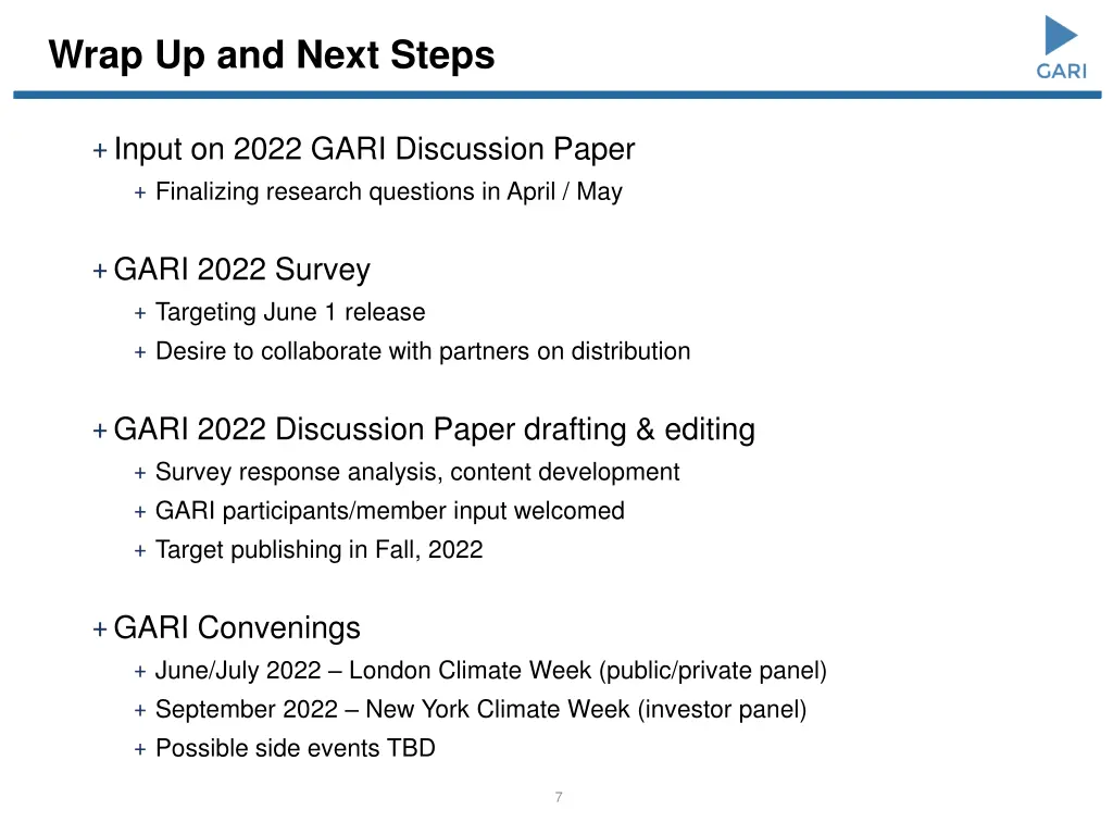 wrap up and next steps
