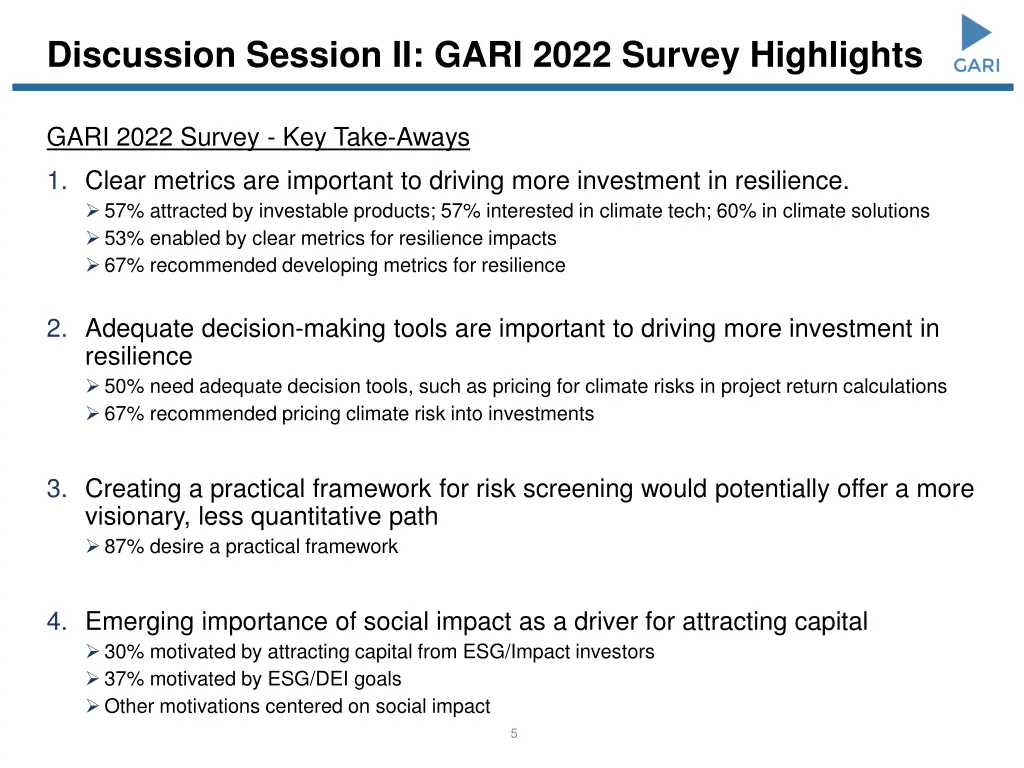 discussion session ii gari 2022 survey highlights