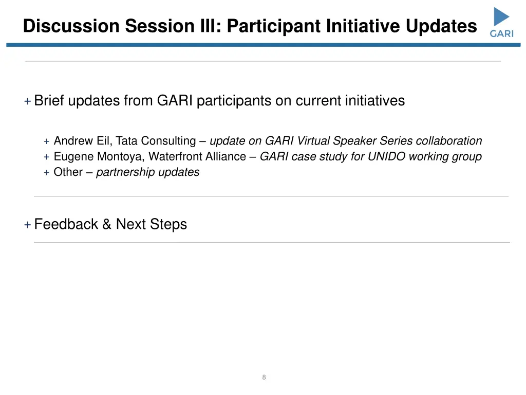 discussion session iii participant initiative