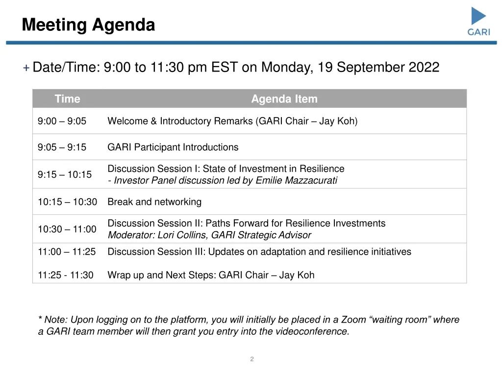 meeting agenda