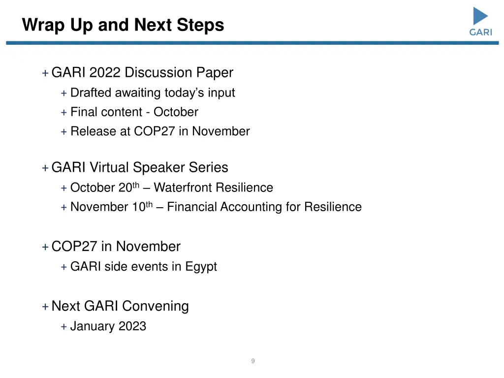 wrap up and next steps