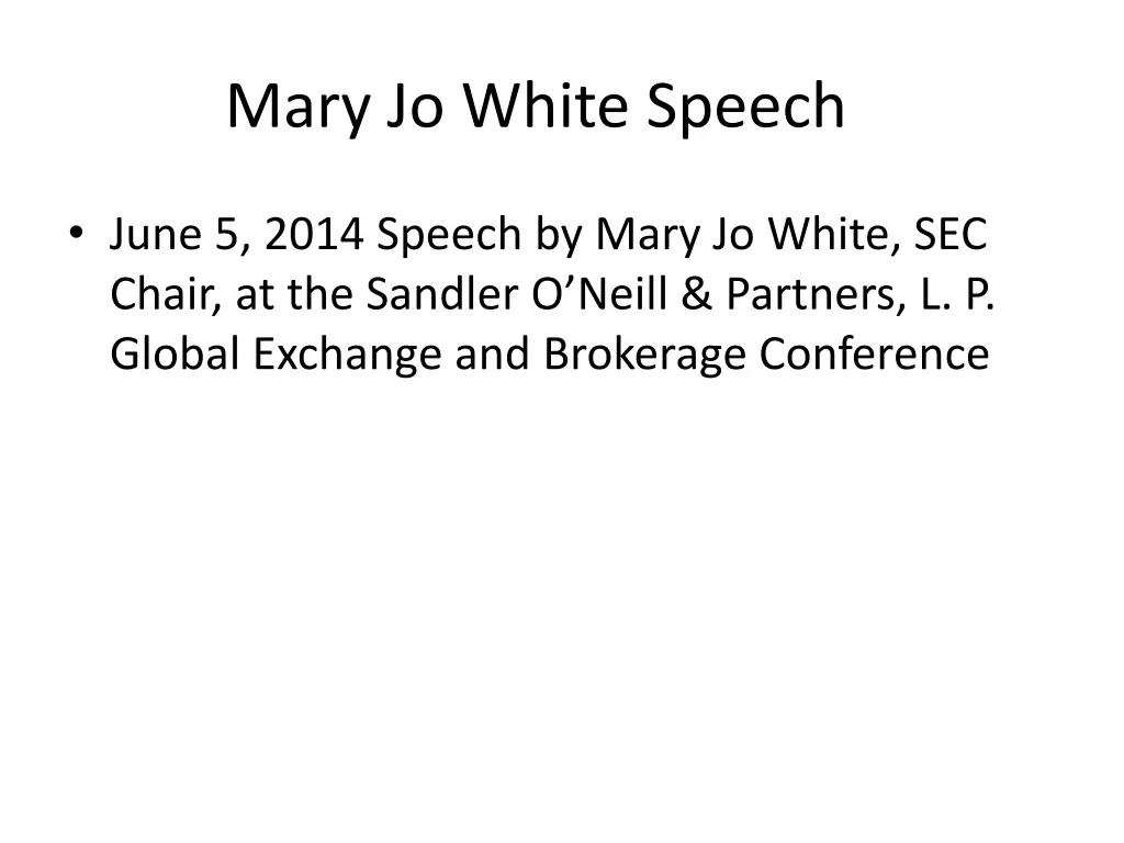 mary jo white speech