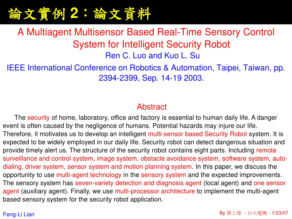 2 a multiagent multisensor based real time