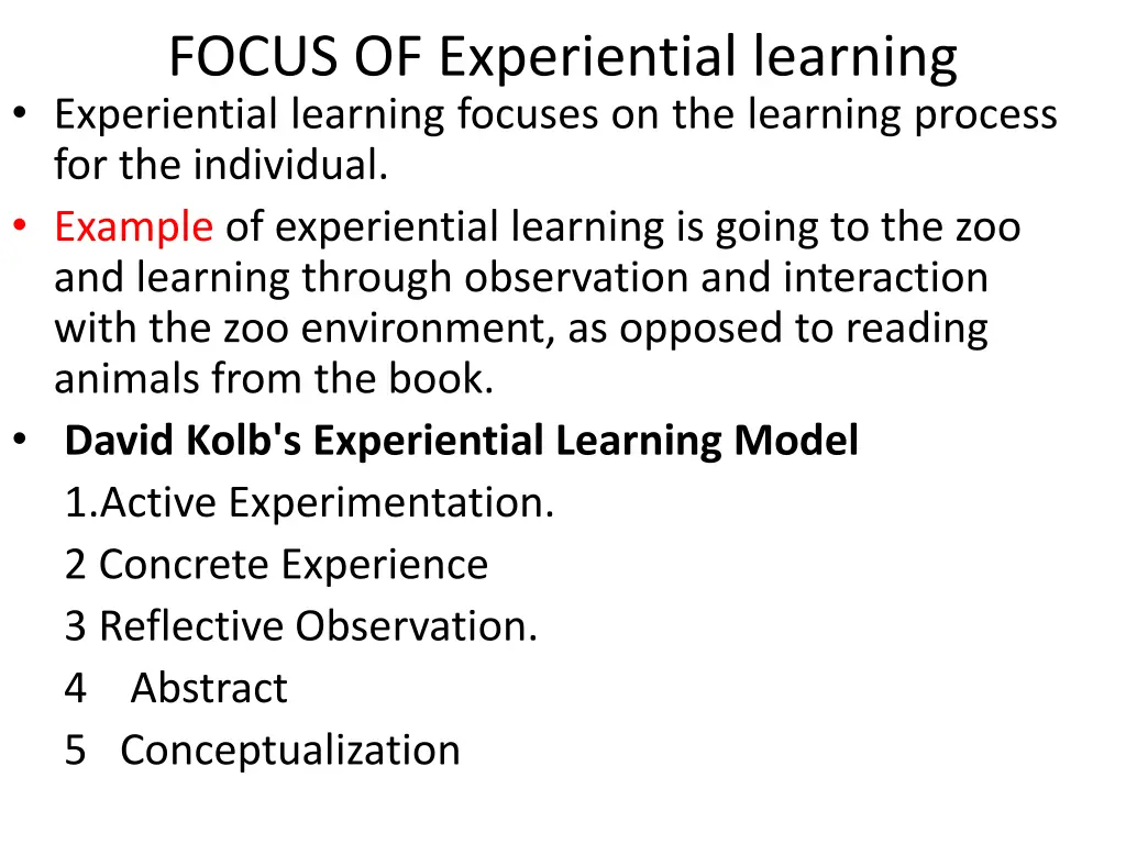 focus of experiential learning experiential