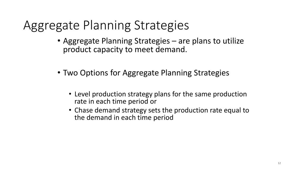 aggregate planning strategies aggregate planning