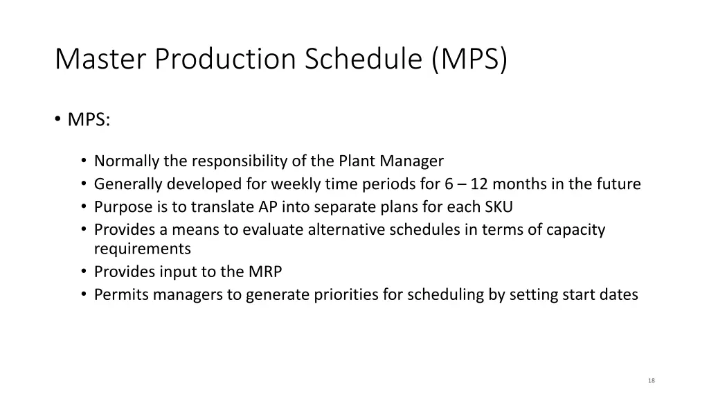 master production schedule mps 1