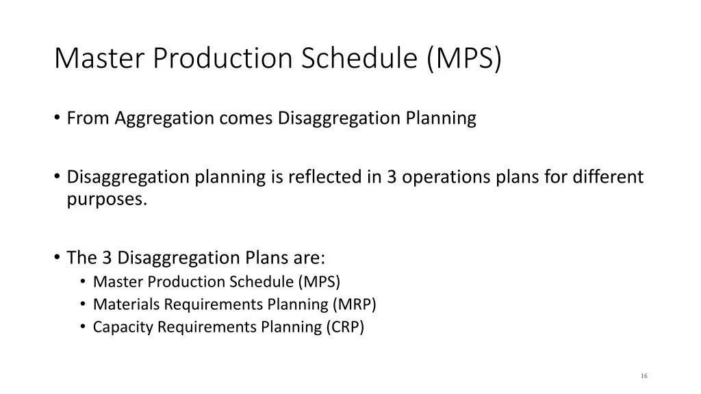 master production schedule mps