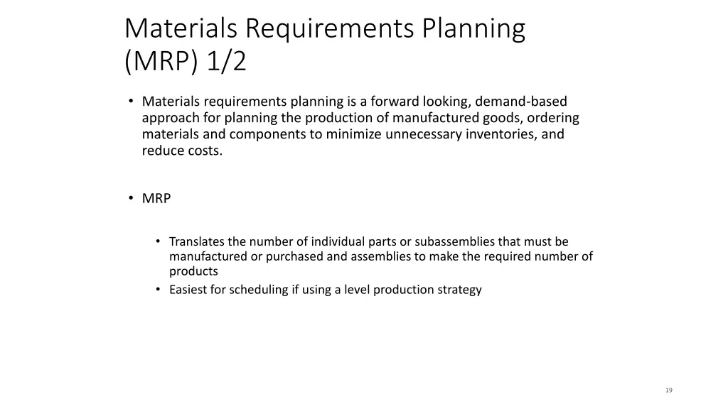 materials requirements planning mrp 1 2