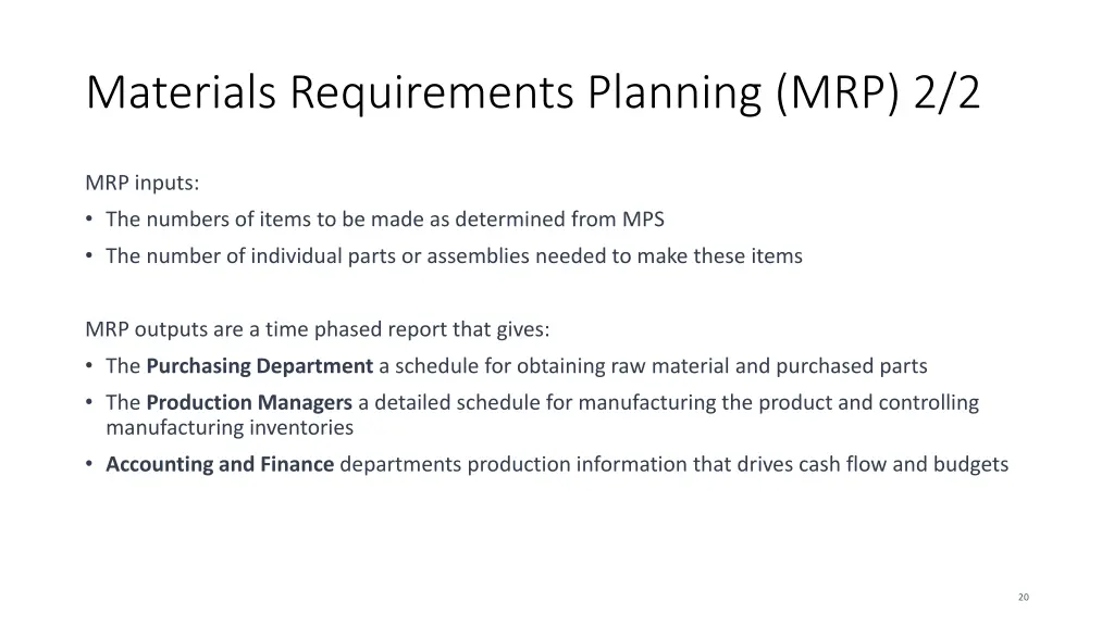 materials requirements planning mrp 2 2