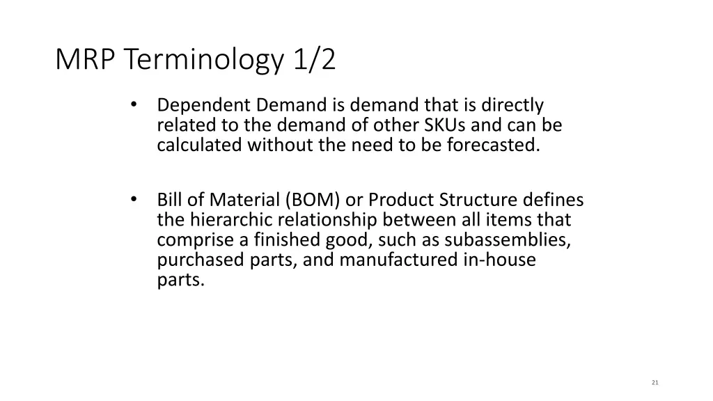 mrp terminology 1 2