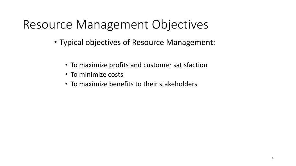 resource management objectives