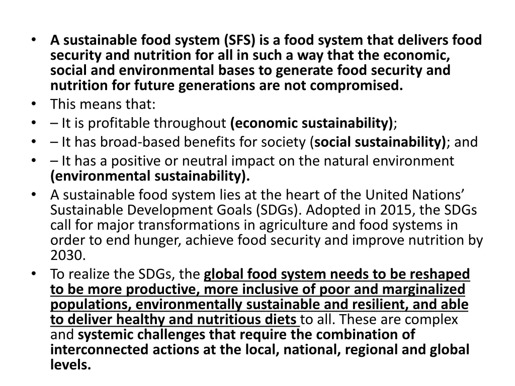 a sustainable food system sfs is a food system
