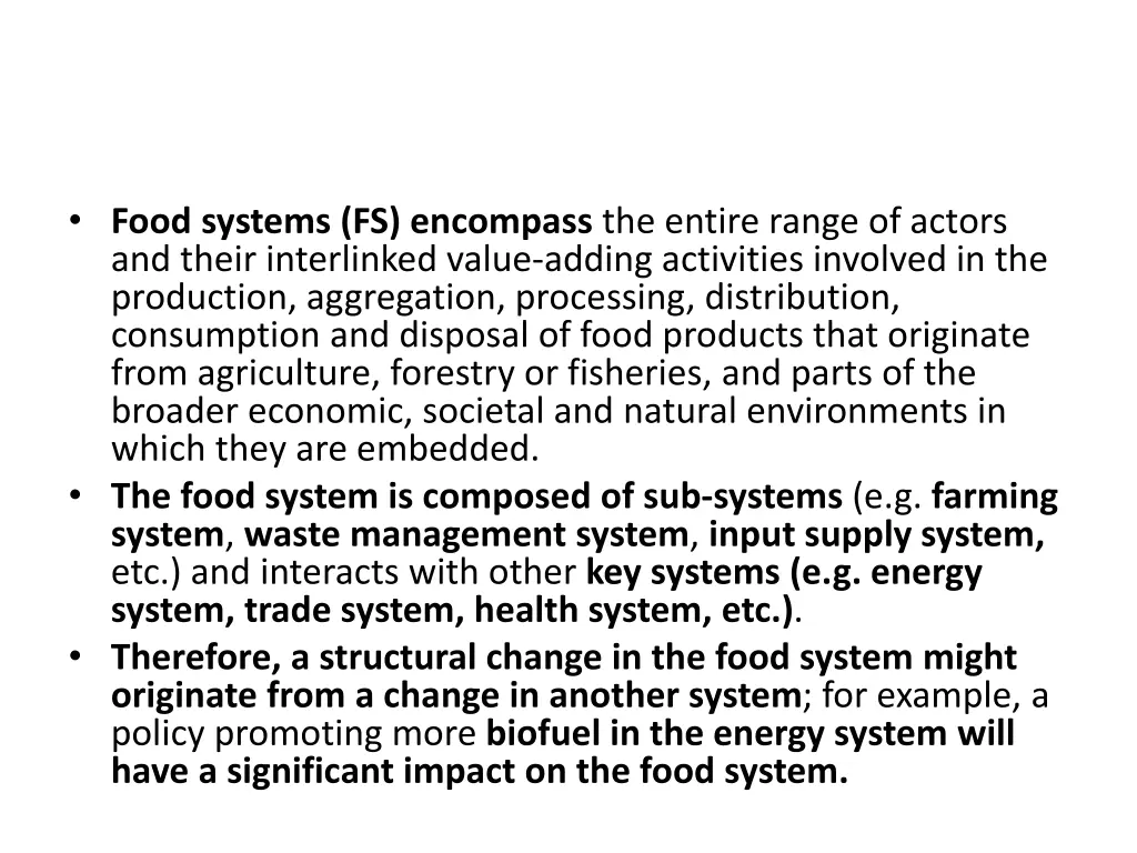 food systems fs encompass the entire range