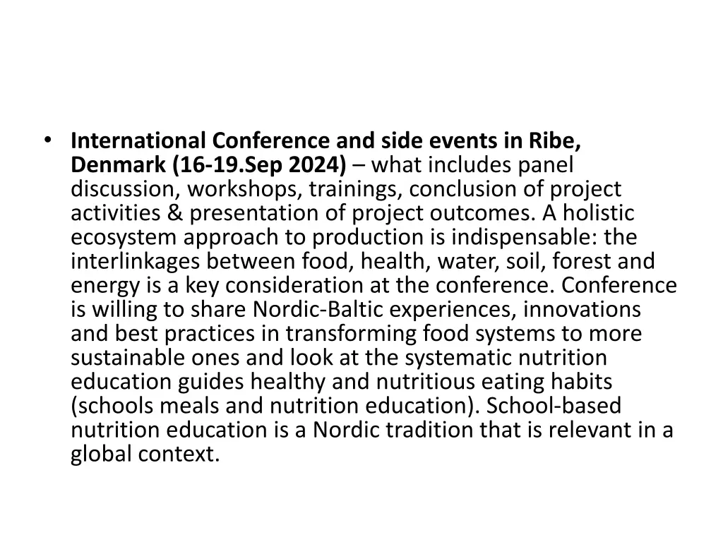 international conference and side events in ribe