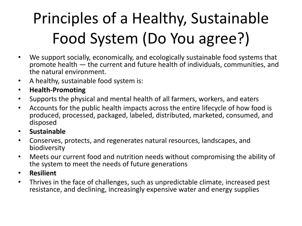 principles of a healthy sustainable food system