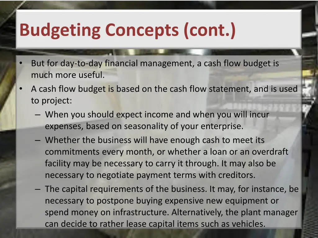 budgeting concepts cont 1
