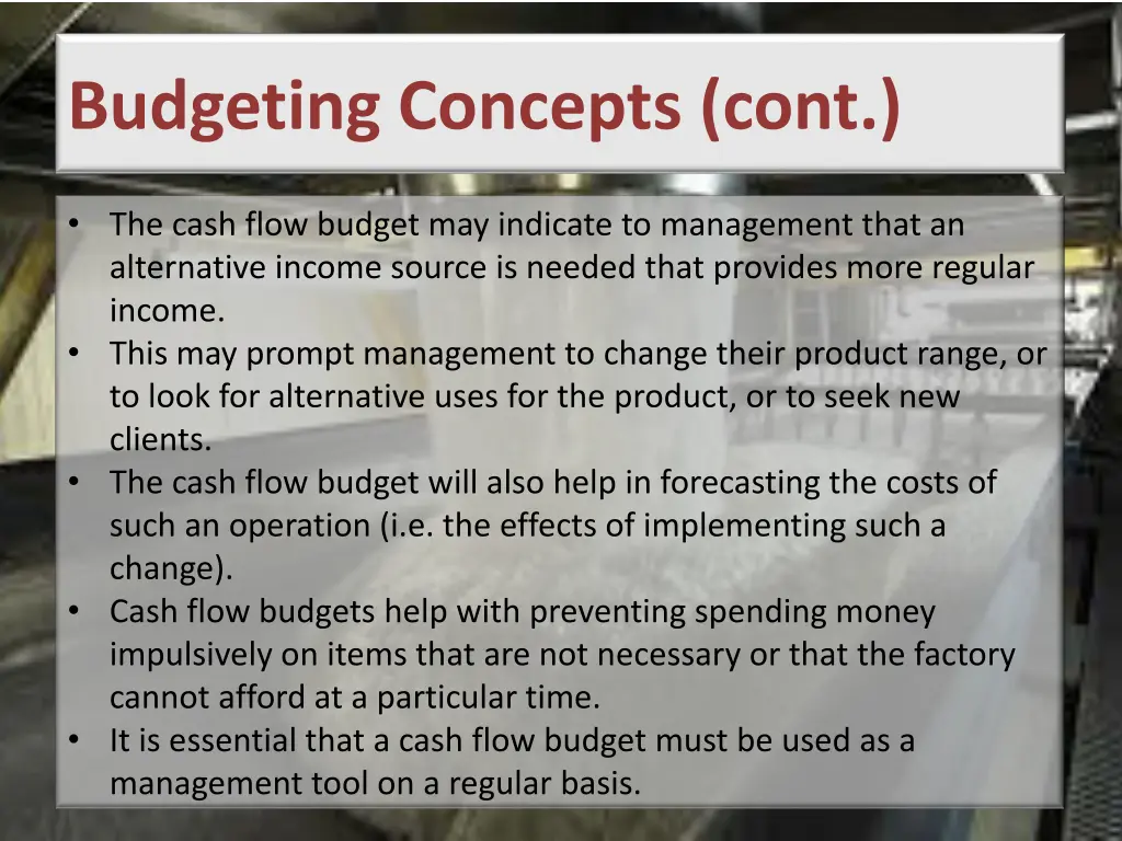 budgeting concepts cont 2